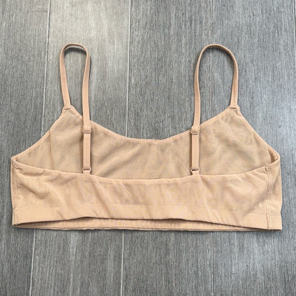 SKIMS Mesh Scoop Bralette - Ochre XL Baige Natural Sheer Minimalist Bra Top - Picture 7 of 11